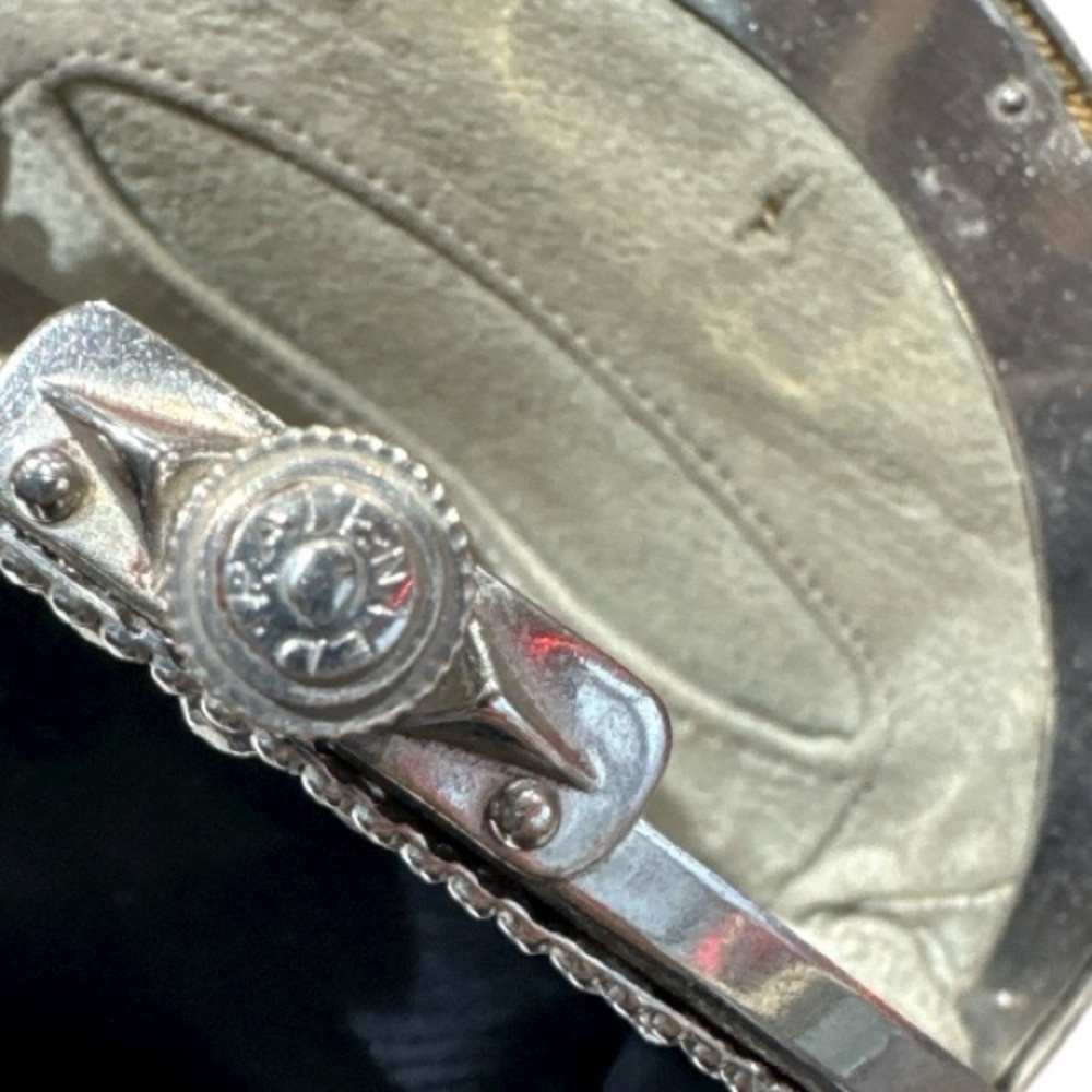 Vintage Victorian Style Silver Tone Mounted Black Velvet Bag with Belt Clip - Picture 11 of 14